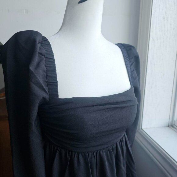 NWT | WeWoreWhat | Asymmetrical Puff-Sleeve Teired Maxi Dress - Picture 3 of 5